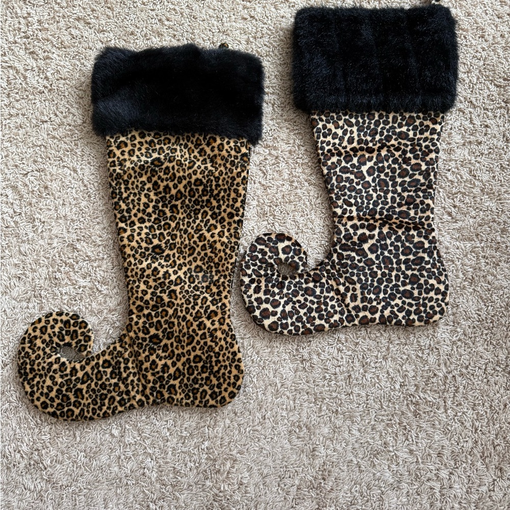 Set of 2 Fabulous Furs Animal Print Christmas Stockings